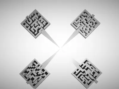 four mazes one goal Free low-poly 3D model