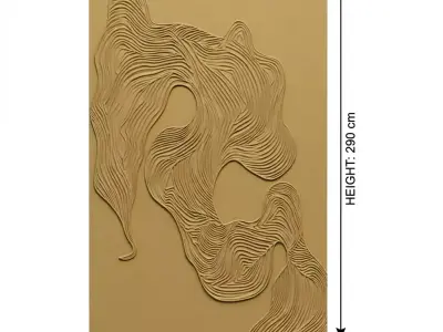 modern Wavy Relief Panel Wall Decor Set STL Mural CNC 379 3D model