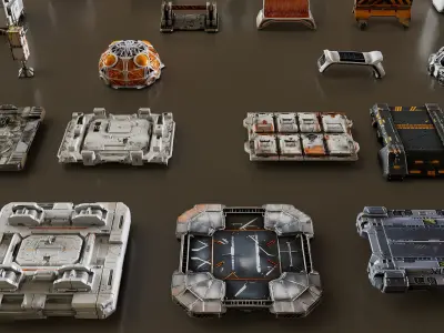 Space Colony City Props Kitbash KIT 3D model