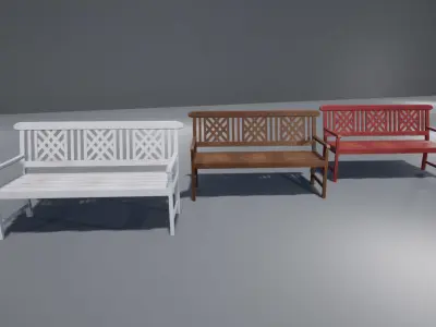 Classic Bench Low-poly 3D model