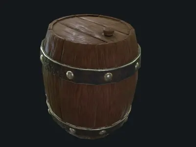 Low-poly barrel wooden in world of warcraft Low-poly 3D model