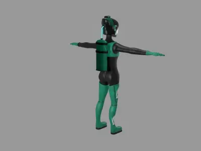 Cyberpunk Robot Low-poly 3D model