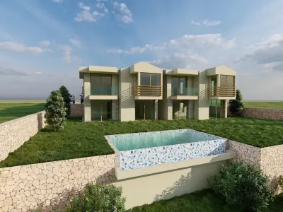 twin villa - Mediterranean coast-lumion-sketchup 3D model
