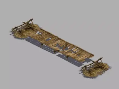 Broken - Wooden Bridge 03 3D model
