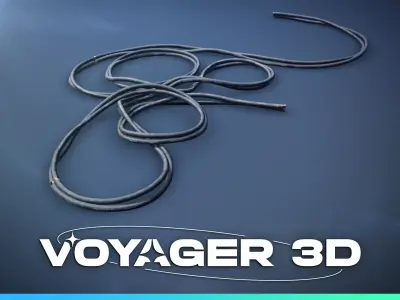 Network Cable Double 95cm Black Low-poly 3D model