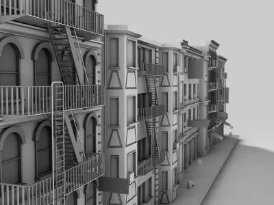 3D streethouses apartment building 3D model