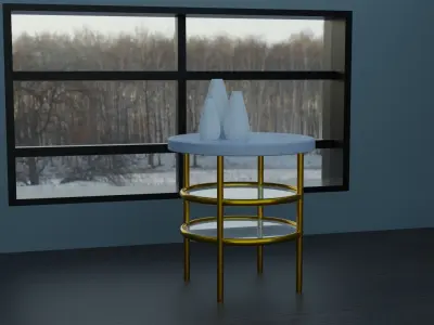 modern Table with vases 3D model