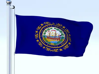 Animated New Hampshire Flag Low-poly 3D model