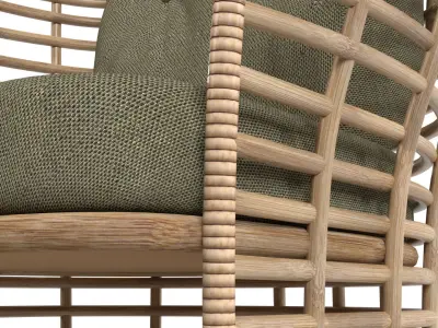Low Detail 3D CANE LINE BASKET CHAIR 3D model