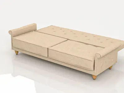 Sofa Bed Lise Beige Fabric 3D model