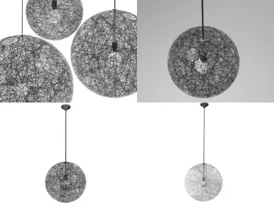 R L pendant lamp made of wires and balls 3D model
