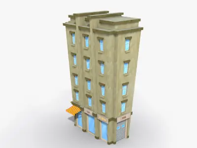 Cartoon Building x18 Low-poly 3D model