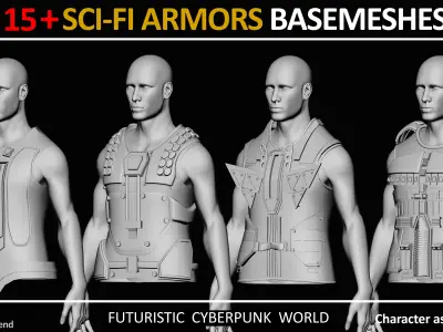 15 SCI FI ARMORS BASEMESHES Low-poly 3D model