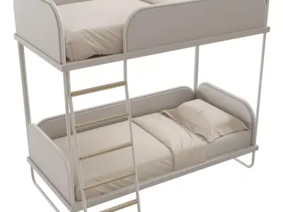 Minimal Tubular Bunk Bed 3D Model  3D model