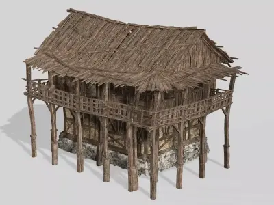 Thatch Hut House 06 For Games and Films 3D Model Low-poly 3D model