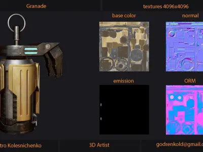 Grenade sci-fi Low-poly 3D model