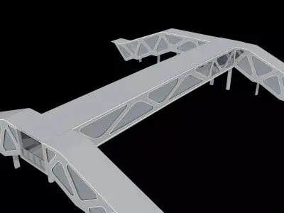 modern curved pedestrian bridge 3D model