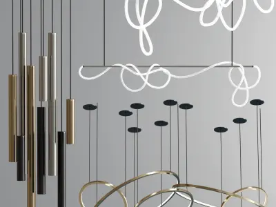 Modern pendant light collection 07 3D model