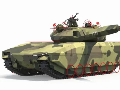  Tactical Armored Fighting Tank Camouflage Green Rigged 