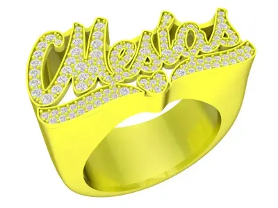 A7836 Hip Hop Letter Diamond Ring 3D print model