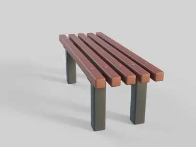 Cartoon Bench 3 Low-poly 3D model