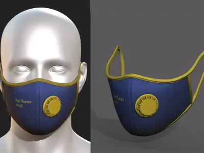   Gas mask protection futuristic isolated  Low-poly 3D model