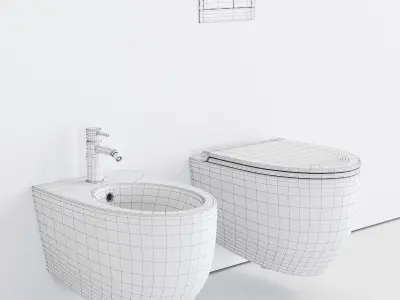 Esedra by SDR Ceramiche Fox Wall-Hung WC Low-poly 3D model