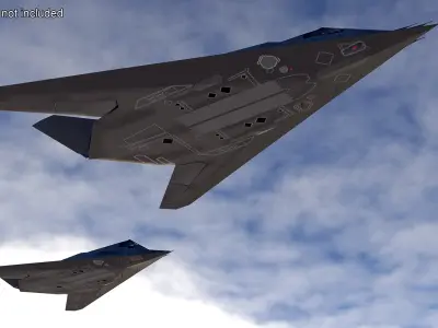  Combat Stealth Fighter Jet Rigged for Cinema 4D 