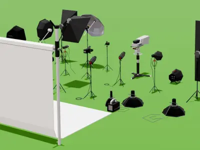 Photo Studio Lowpoly Low-poly 3D model