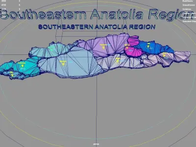 Southeastern Anatolia Region  Turkey map region geography 3D model