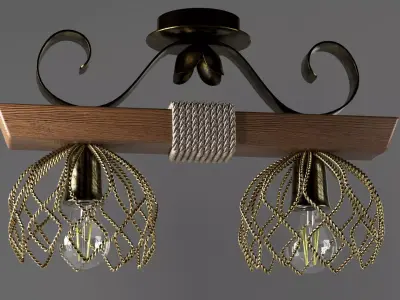 Rustic Wooden Chandelier  3D model