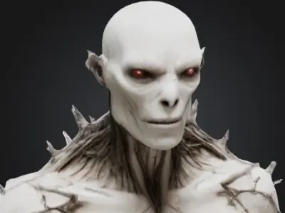 white humanoid creature 3D model