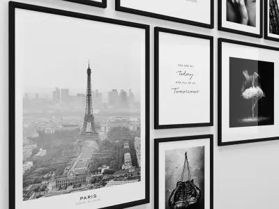 Frames Photo Modern Set 1 - Black and White - Scandinavian style Low-poly 3D model