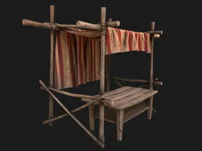 Market Stalls Red Tent Red  Low-poly 3D model