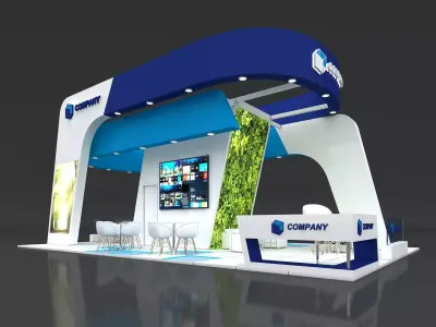 Exhibition Stand Stall 11x7m Height 500 cm 4 Side Open 3D model