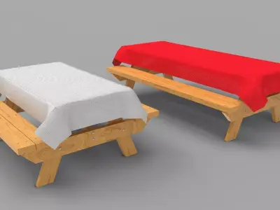 Picnic Benches with Tablecloth - Two Sizes 3D model