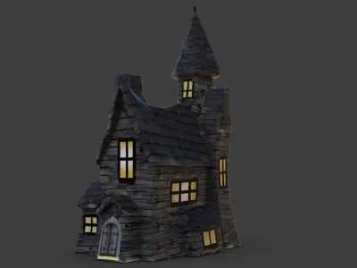Haunted House Toon Low-poly 3D model