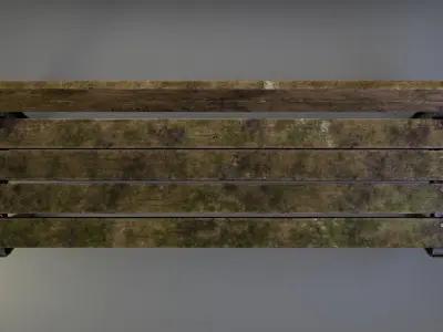 Ancient Japanese Garden Bench with Moss PBR Game Ready Asset Low-poly 3D model