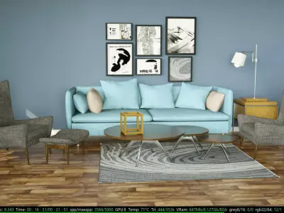 Interior Living Room 3D Model 3D model