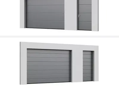 Sectional gates Hormann LPU open and closed with side door 3D model