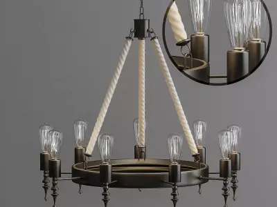 chendelier chandelier made of rope and bulbs 3D model