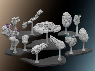 Space Scenery Obstacles for Star Wars Armada and X-Wing 3D print model