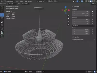 Suru Small Rattan Pendant Lamp - Modern Boho Lighting Low-poly 3D model