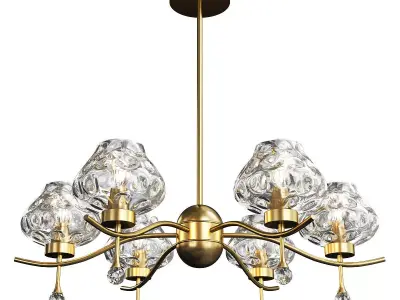 PRISCILLA brass chandelier with clear glass shades Low-poly 3D model