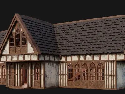 Old Medieval House Building 4K Textures GameReady 190 Low-poly 3D model