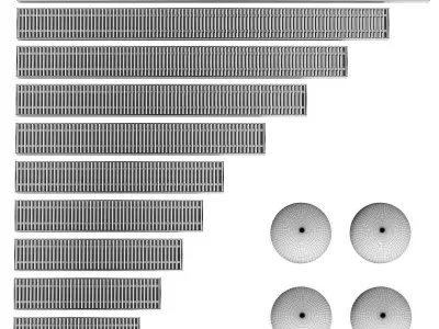 A set of water - floor convectors 3D model