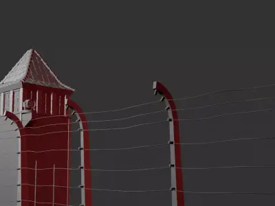 Auchwitz Tower and Fencing Free 3D model