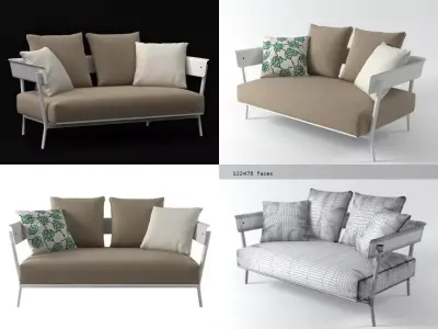 Aikana 2-seater sofa 3D model