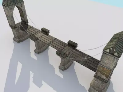 Medieval City Drawbridge Low-poly 3D model