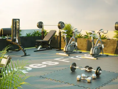 Rooftop gym 3d model 3D model